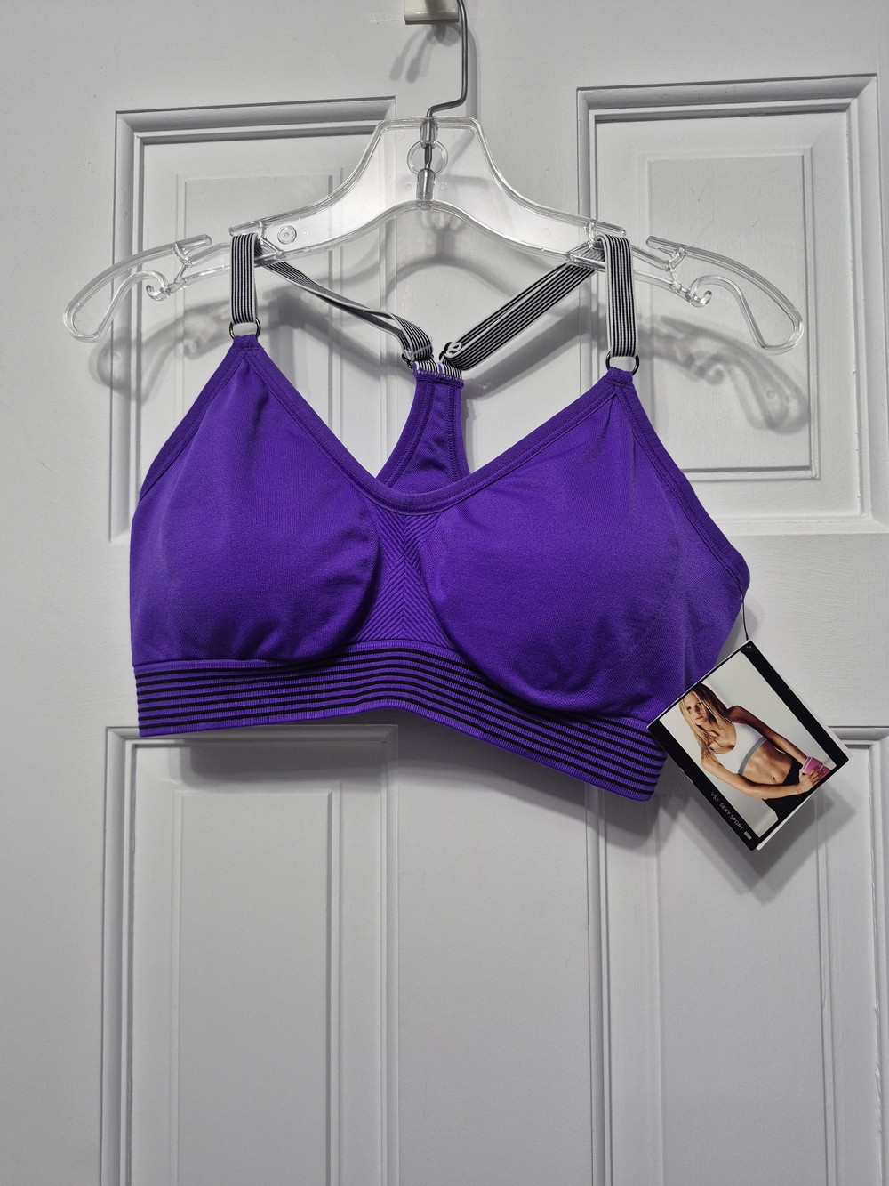 VSX Vibrant Purple Striped-Band Racerback Sports Bra